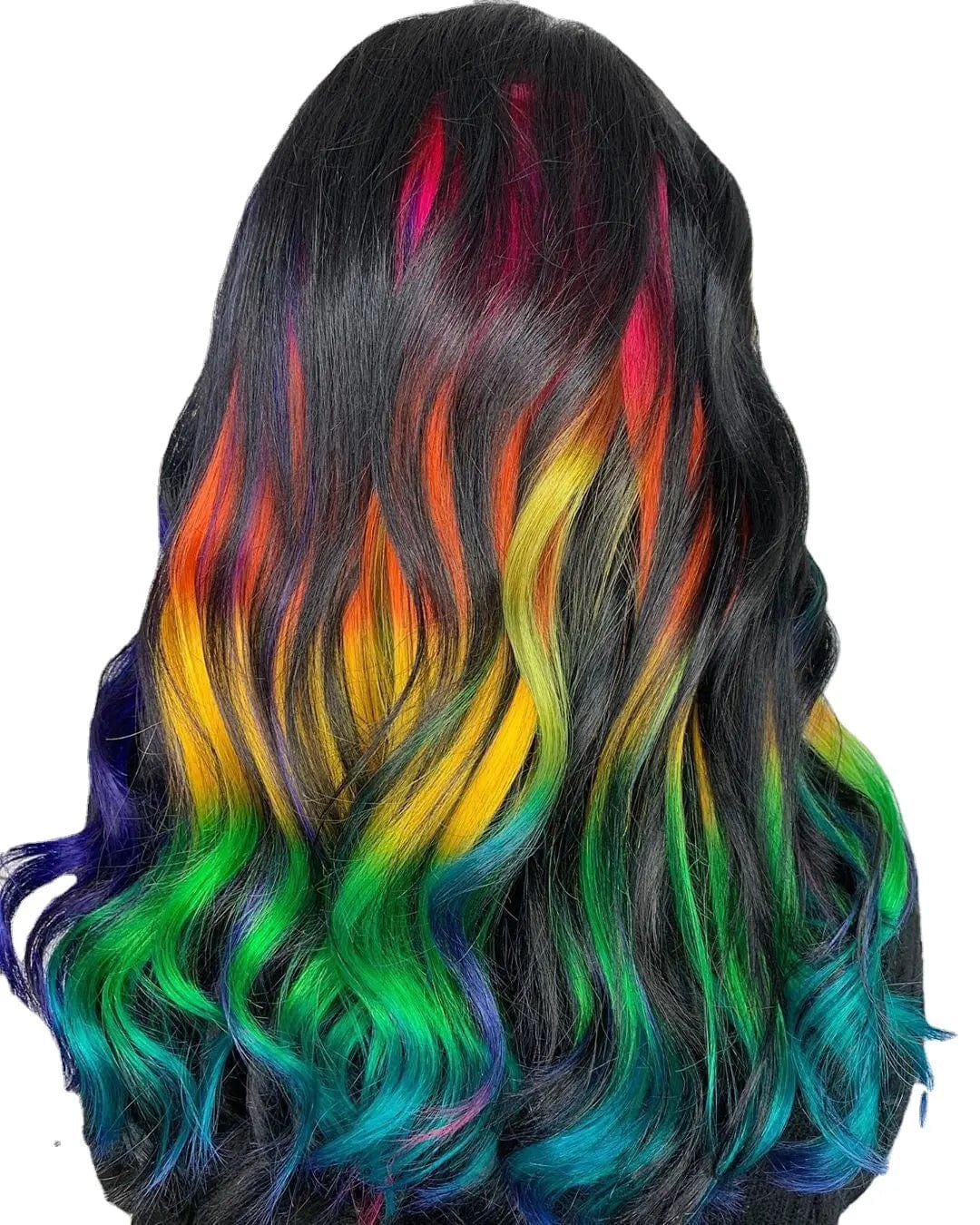 as show Women Cosplay Multicolor Stitching Gradient Wig