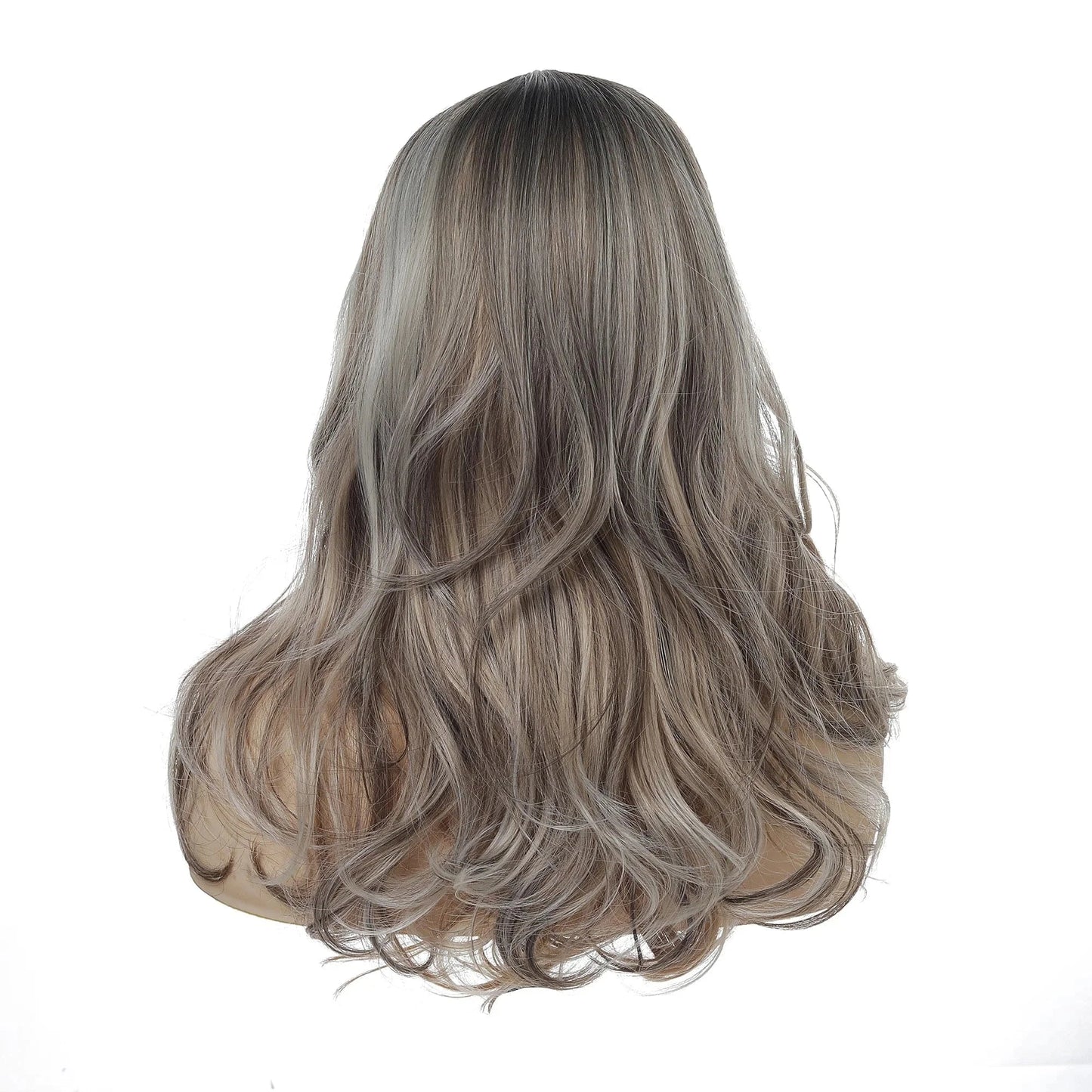 As the picture show Medium Long Water Wave Curly Heat Resistant Fiber Wigs Synthetic Wig with Middle Parting For Women Factory Wholesale Price