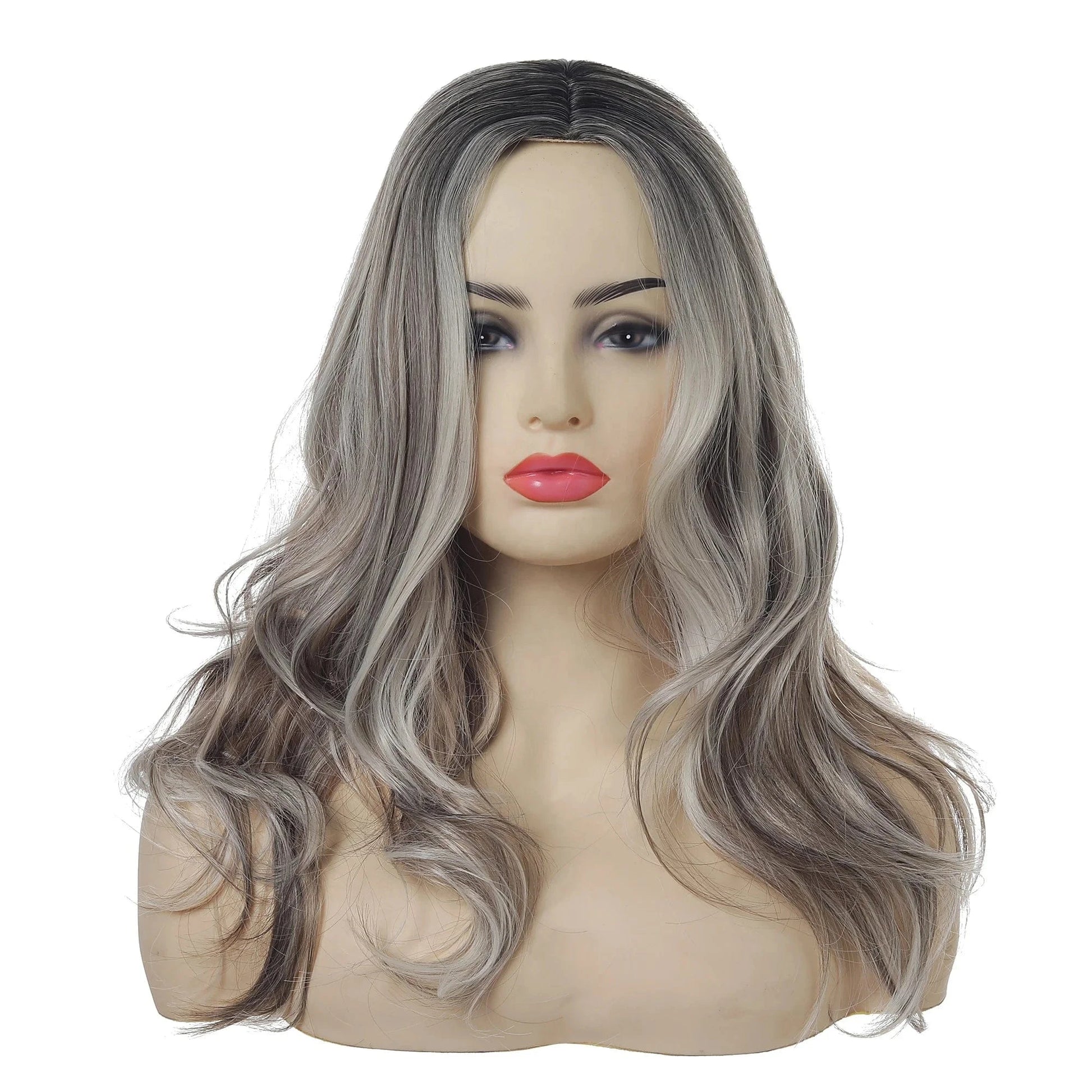 As the picture show Medium Long Water Wave Curly Heat Resistant Fiber Wigs Synthetic Wig with Middle Parting For Women Factory Wholesale Price