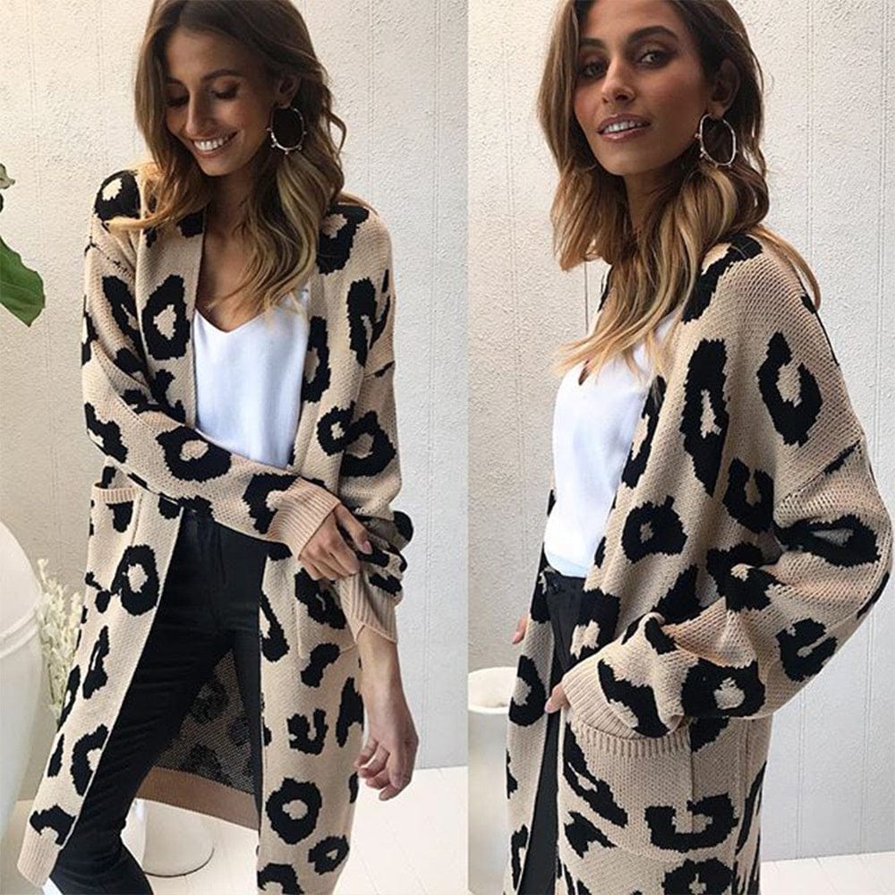 Autumn 2022 New Leopard Print Cardigan Jacket Aliexpress Amazon Europe And America Long Sweater Women