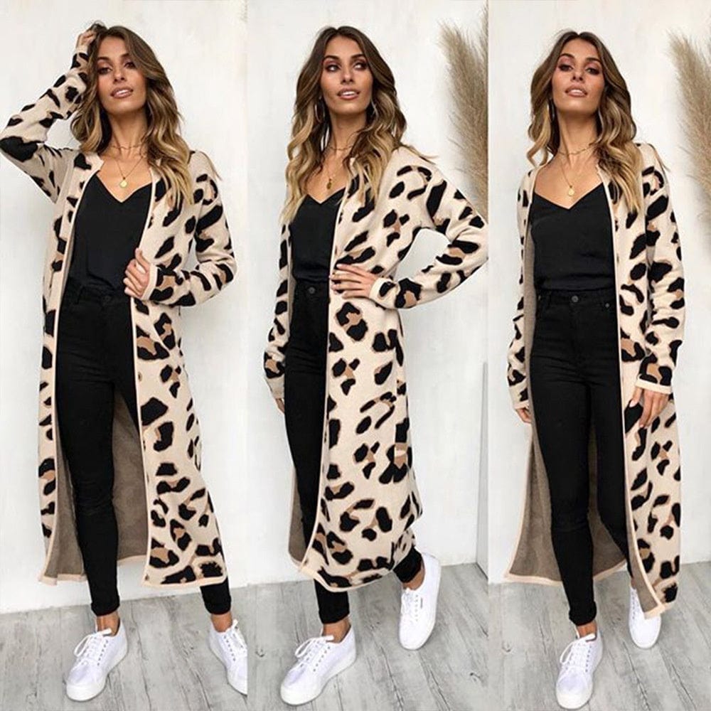 Autumn 2022 New Leopard Print Cardigan Jacket Aliexpress Amazon Europe And America Long Sweater Women