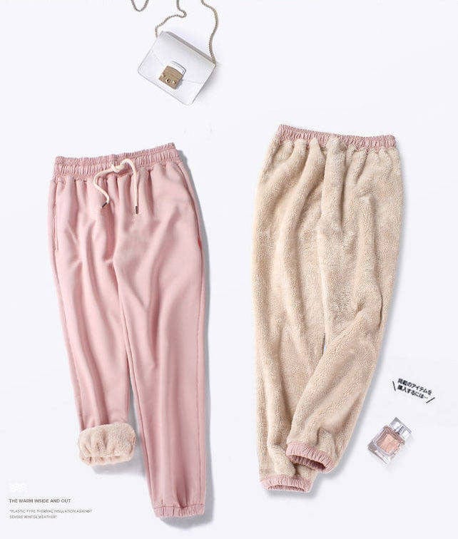 Autumn and winter Plush thickened sweatpants women trousers loose large warm Running Jogger casual pants