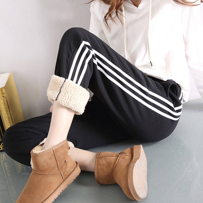 Autumn and winter Plush thickened sweatpants women trousers loose large warm Running Jogger casual pants