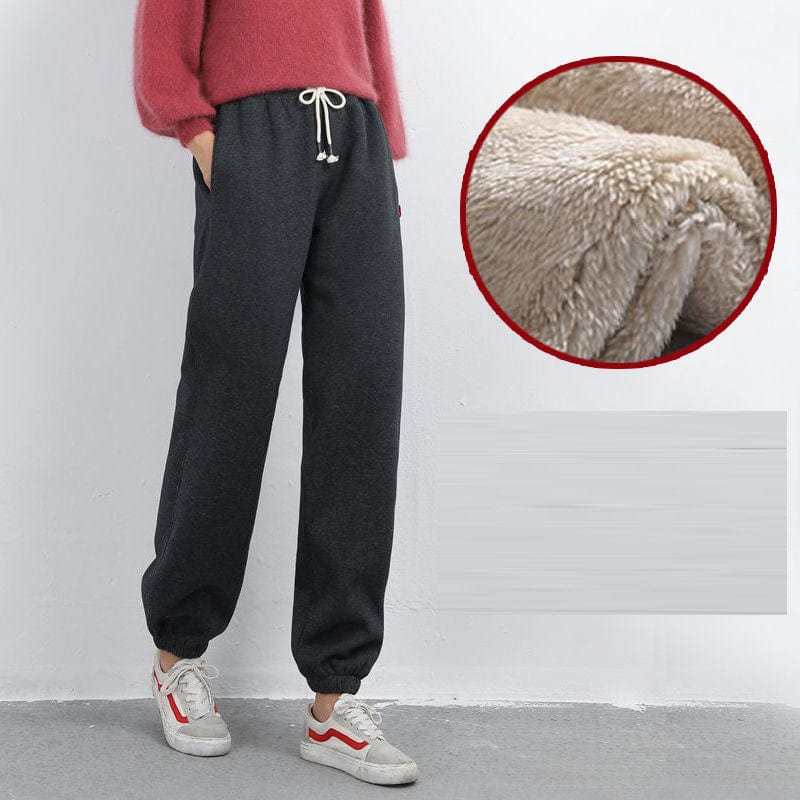 Autumn and winter Plush thickened sweatpants women trousers loose large warm Running Jogger casual pants