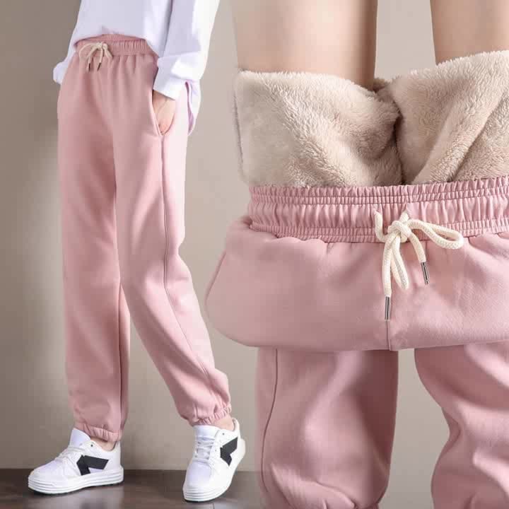 Autumn and winter Plush thickened sweatpants women trousers loose large warm Running Jogger casual pants
