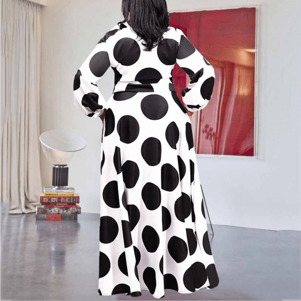 Autumn Bodycon Elegant White Dot Bowtie Collar Casual Women Dress