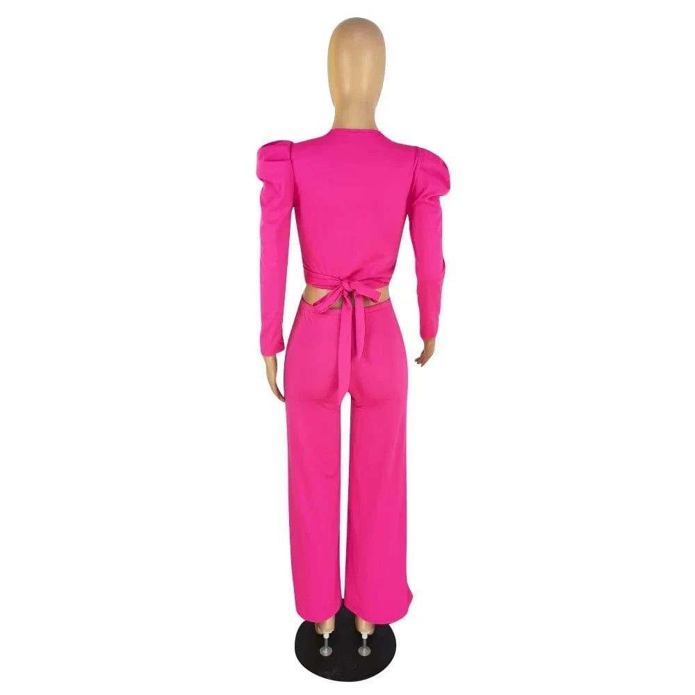 Autumn Clothes for Women Crop Top 2 Piece Set Fall Fashion Outfits for Women 2pcs Pants Set Two Piece Matching Sets Pants