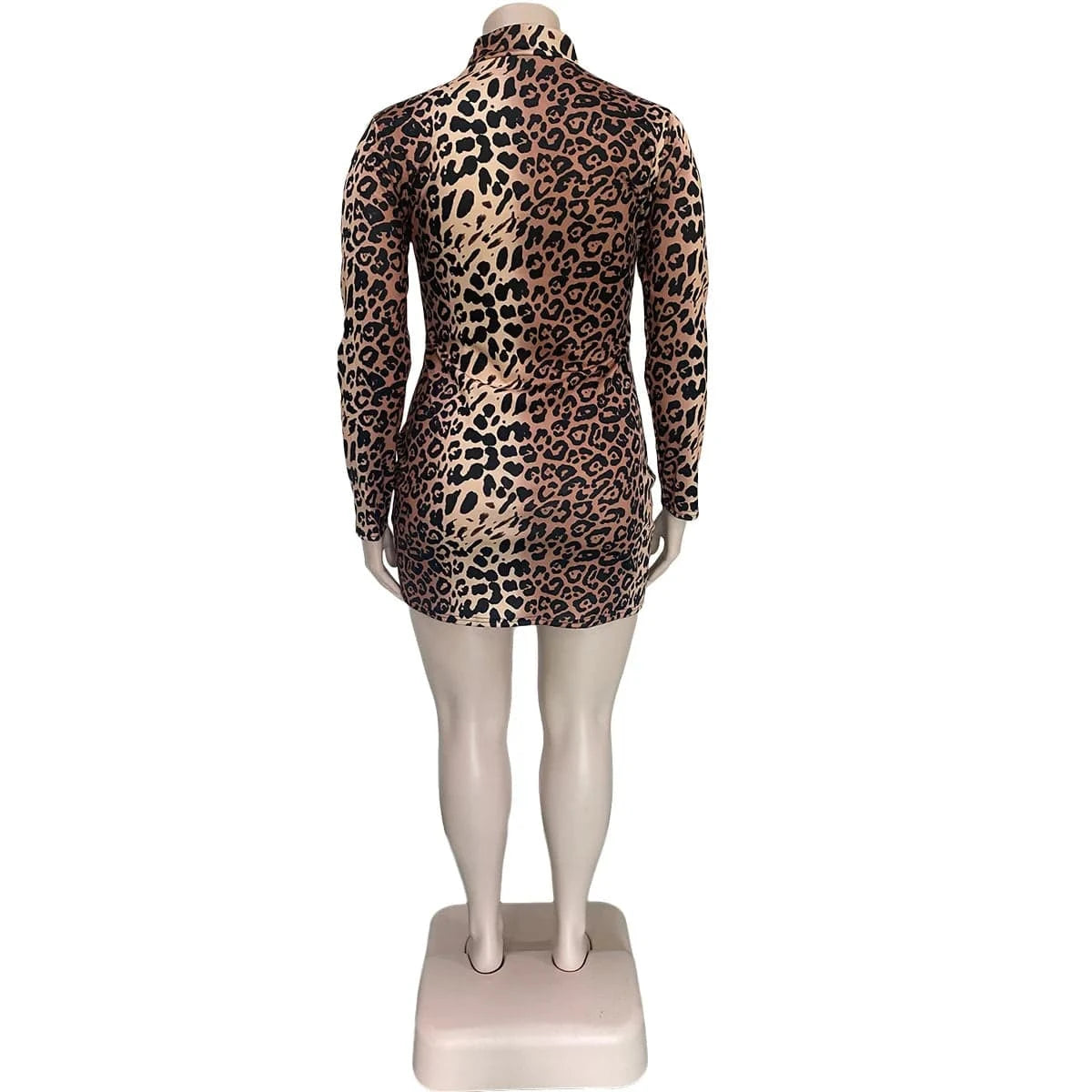 Autumn Plus Size Casual Dress for Fat XL-4XL Women Clothing Leopard Printing Plus Size Women Dress