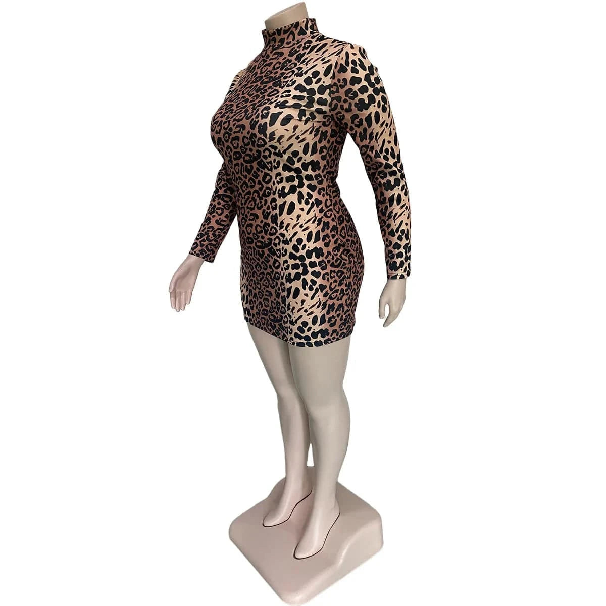 Autumn Plus Size Casual Dress for Fat XL-4XL Women Clothing Leopard Printing Plus Size Women Dress