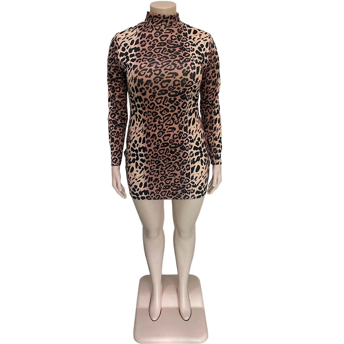 Autumn Plus Size Casual Dress for Fat XL-4XL Women Clothing Leopard Printing Plus Size Women Dress