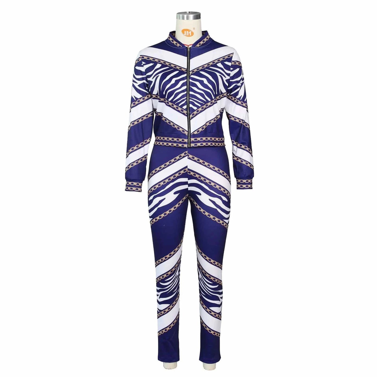 Autumn Printing Sports Suits Two Piece Pants Set Women Long Sleeve Zipper Two Piece Pants Sets