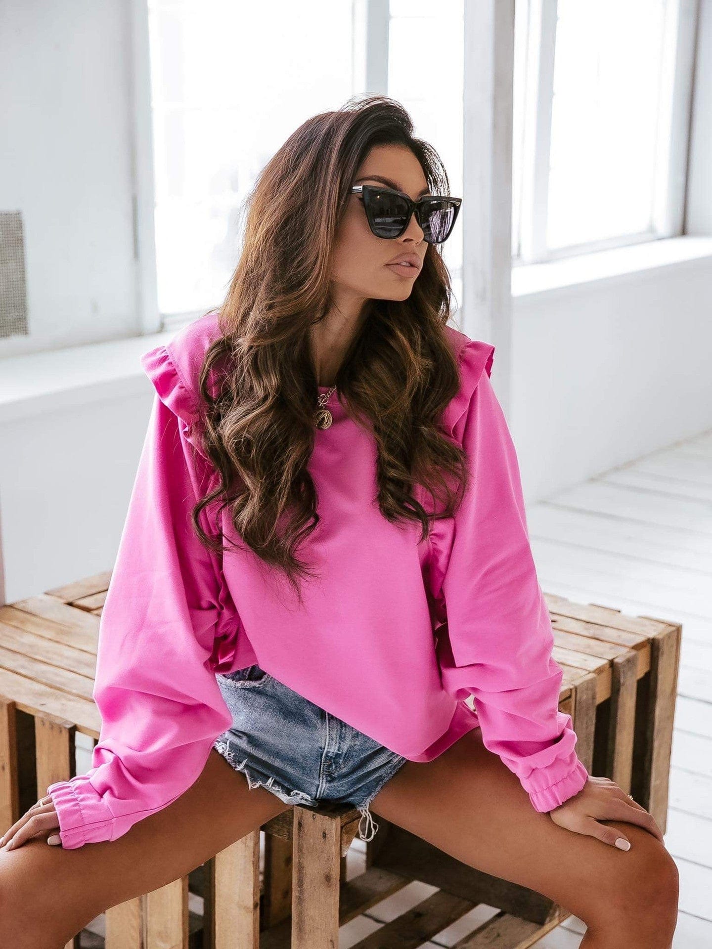 Autumn winter fashion loose long sleeved hoodie sweater for women