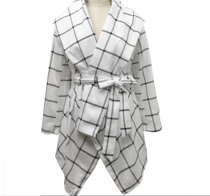 Autumn/winter tartan overcoat Amazon woolen belted woolen overcoat winter clothes for women