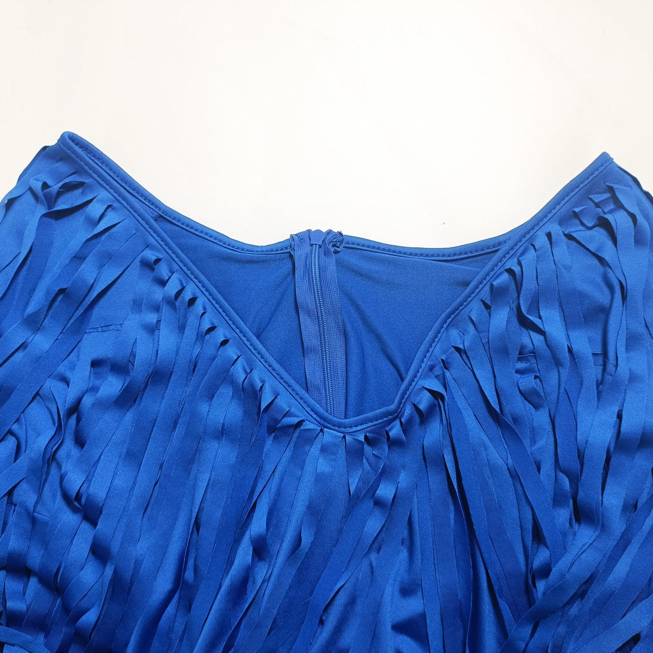 B691 women fashion V-neck long sleeve party dress Fringe skirt