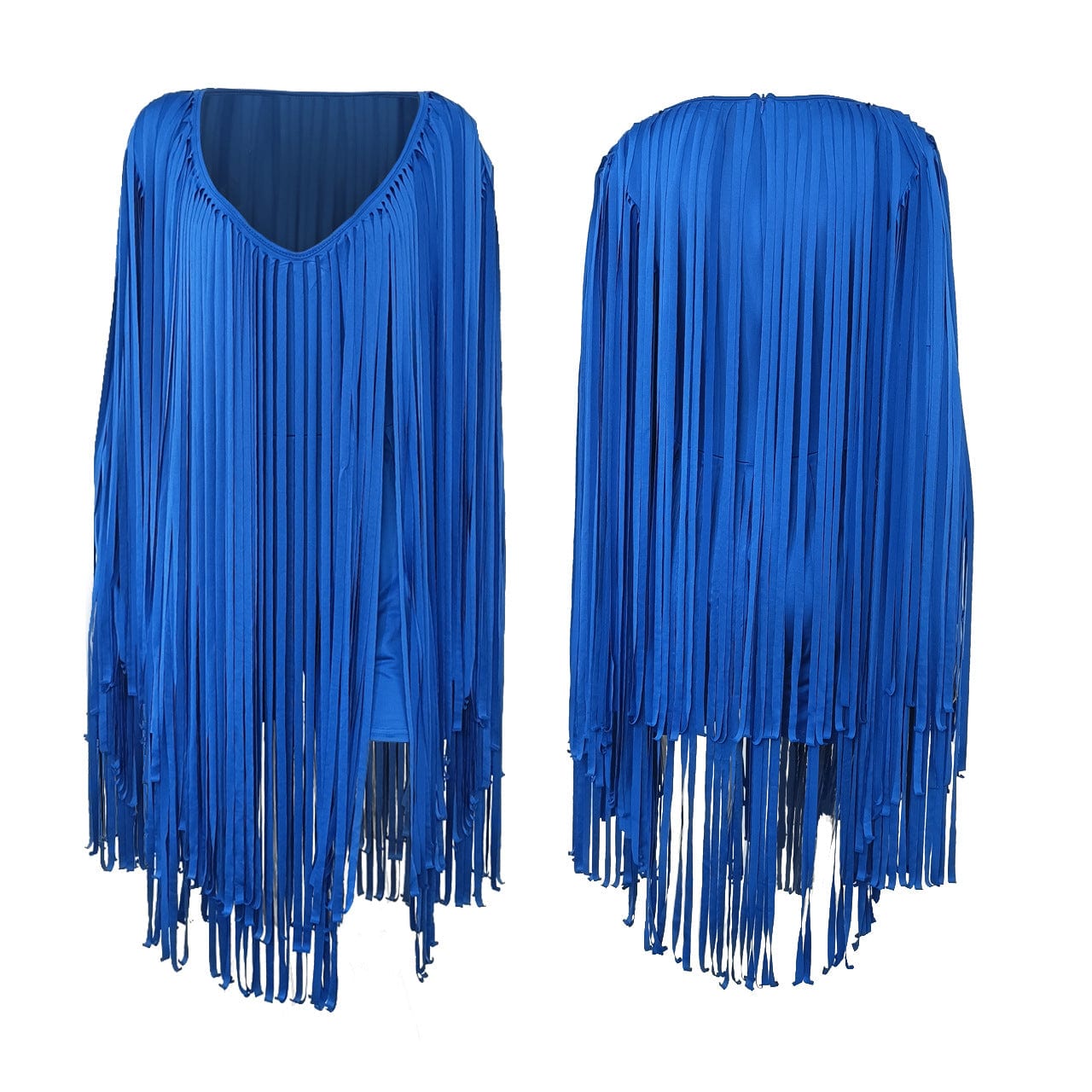 B691 women fashion V-neck long sleeve party dress Fringe skirt