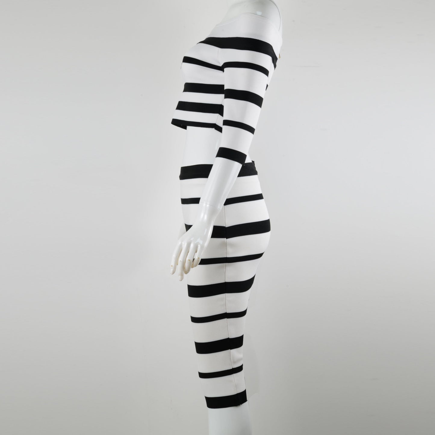 BA059 Factory Wholesale Off-Shoulder Stripe Crop Top Two-Piece Bandage Dress Tight Fitted Dresses For Women