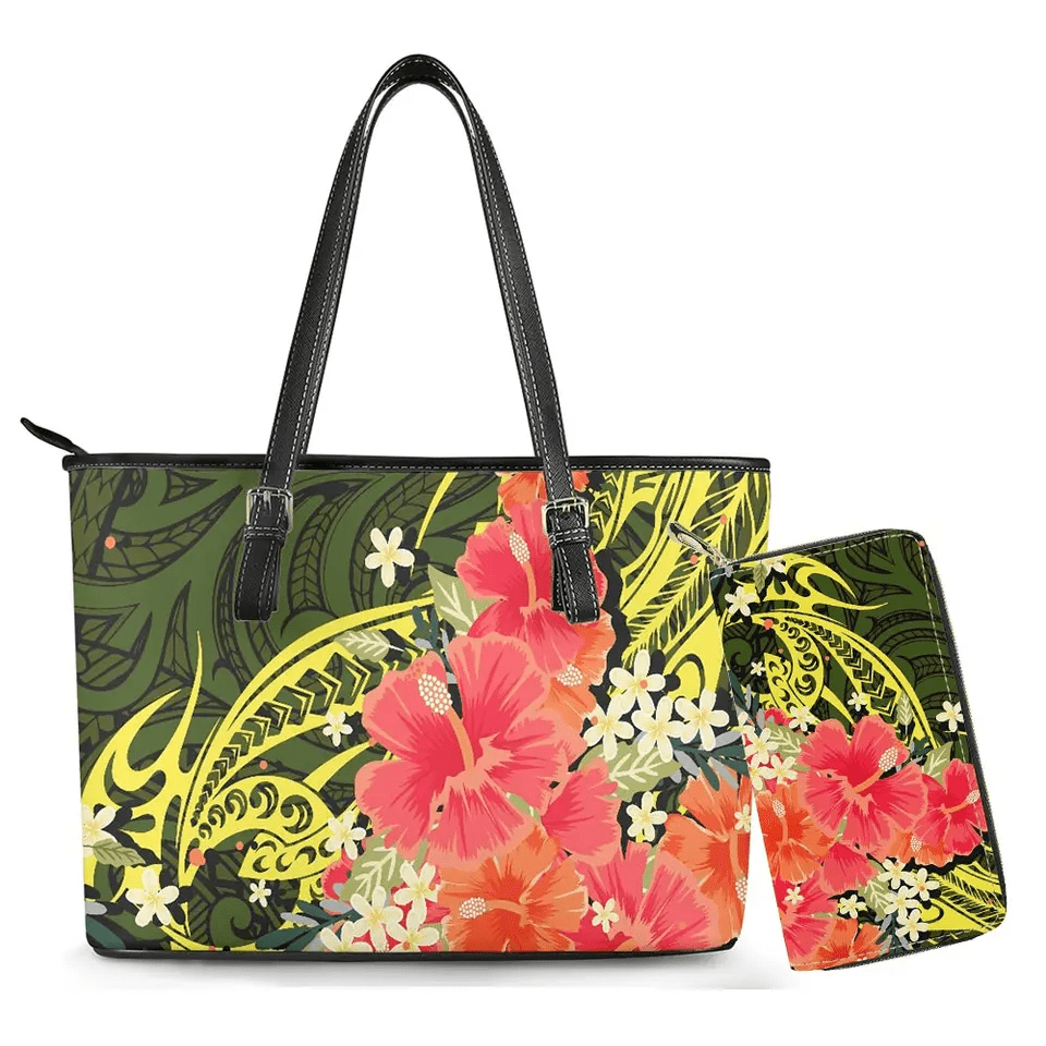Beach Bags Women Purses And Handbags 2023 Fashionable Hawaii Flower Polynesian Tribal Ladies Leather Custom Purses And Handbags