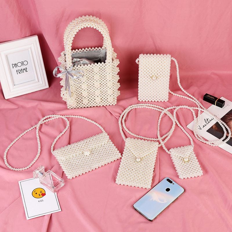 beaded wedding bridal evening bags hollow fashion women clutch pearl diamonds handbags shell design for party diner purse