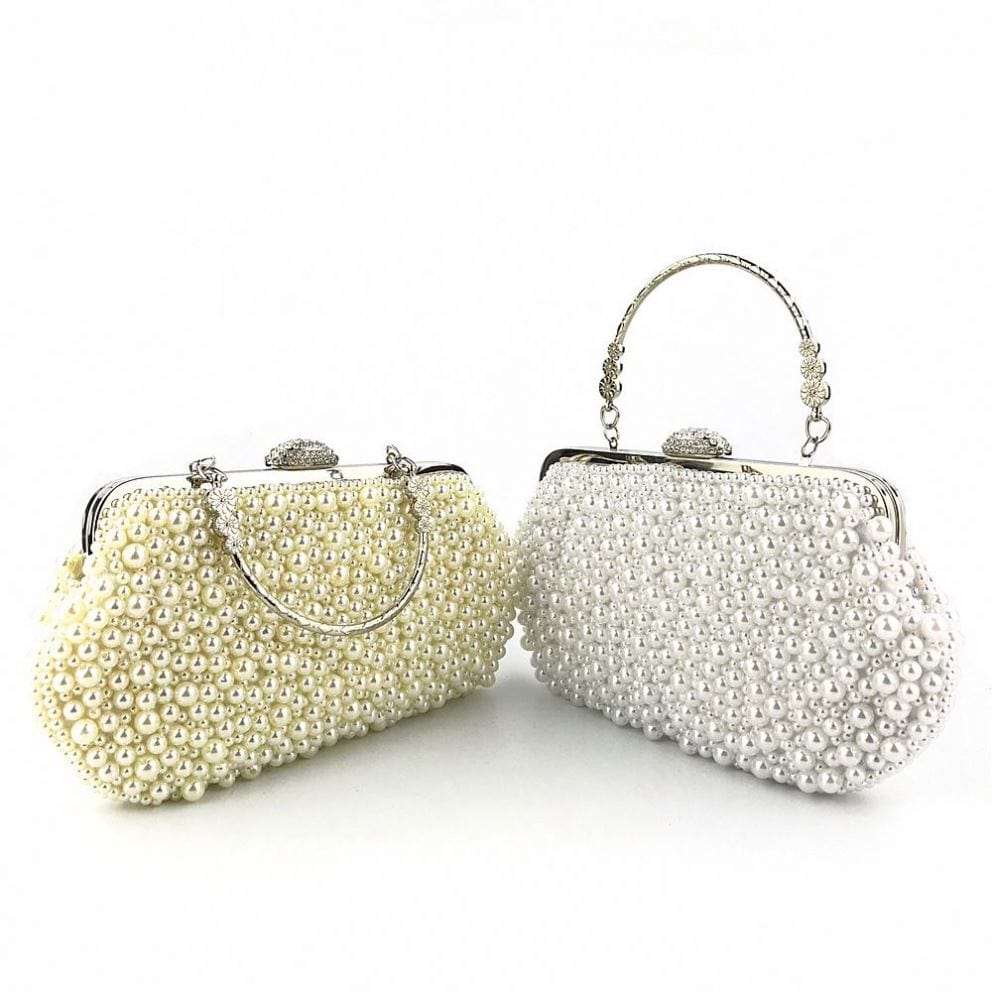 beaded wedding bridal evening bags hollow fashion women clutch pearl diamonds handbags shell design for party diner purse