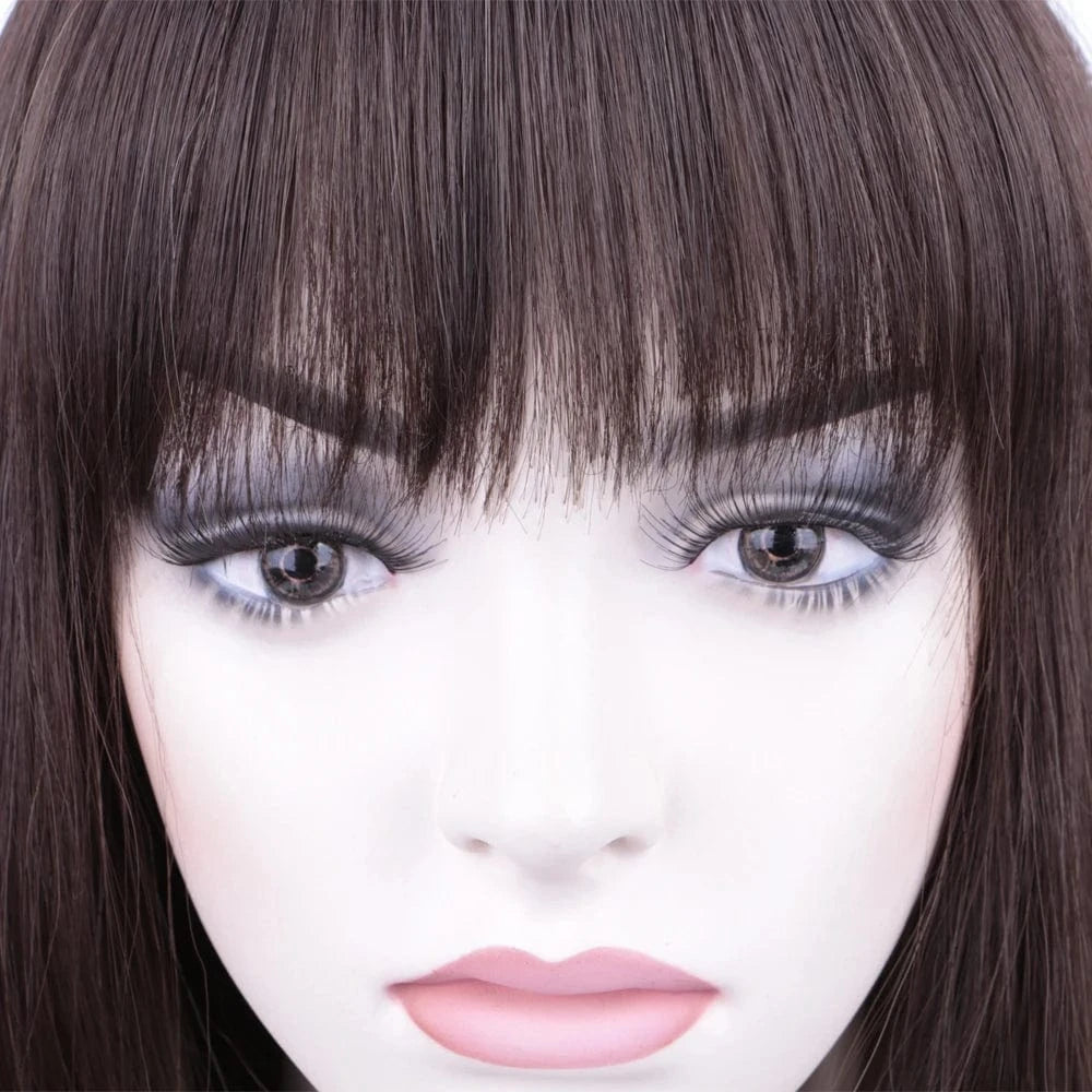 Becus Hair Straight Synthetic Wigs for Sale Long Brown Wig with Bang Baby Hair