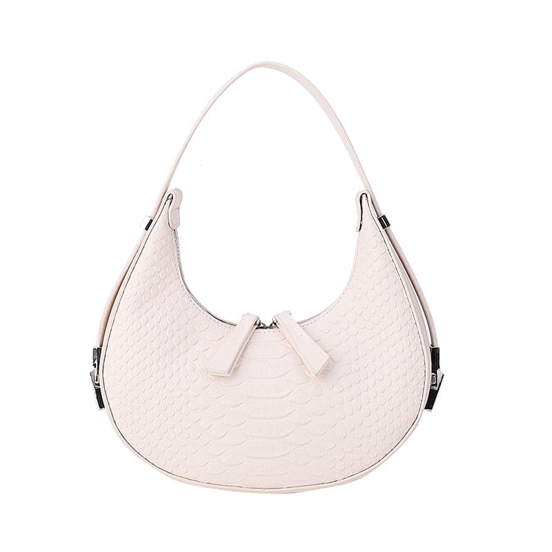 Beige 2023 Crocodile Pattern Armpit Hand Bags Underarm Women Shoulder Purses Half Moon Ladies Bags Leather Handbags Luxury