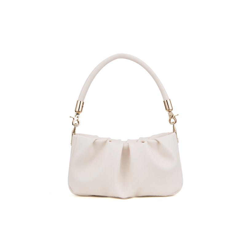 Beige AJI Women Pleated Dumpling Armpit Bags Luxury Changeable Handbags Designer Messenger Bags  Small Lady Shoulder Bags