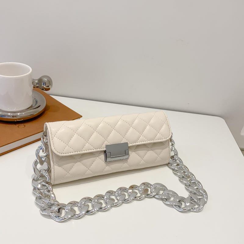 Beige Barrel Shape Ladies Handbags Women Bags Thick Chains Designer PU Leather Shoulder Bag Luxury Women Hand Bags 2022