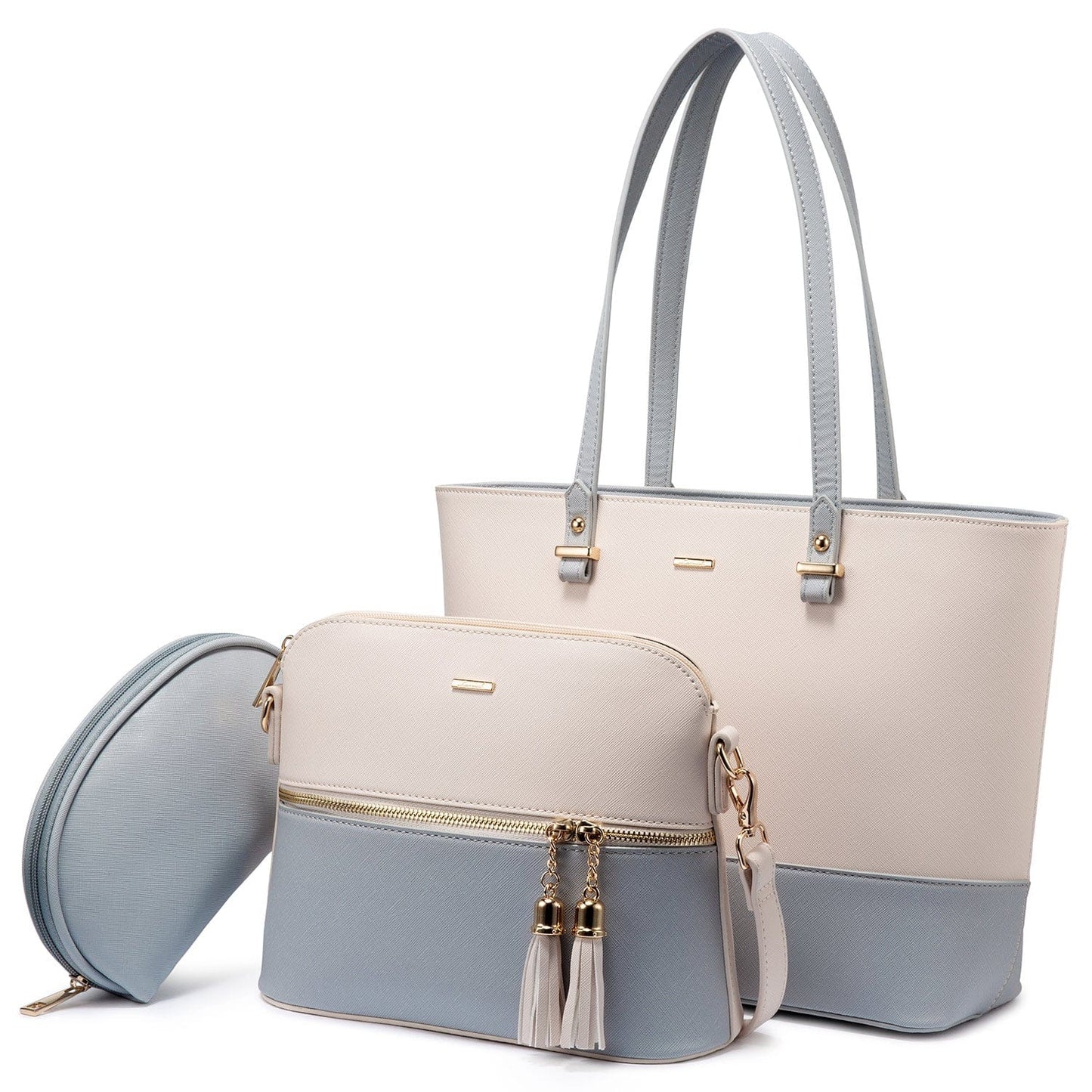 Beige-blue LOVEVOOK 2022 wholesale PU leather womens handbags set large office hand bags ladies shoulder tote bag women purses and handbags