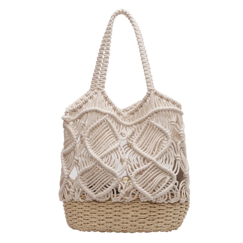 Beige Luxury Women Handmade Crochet Raffia Beach Bag Woven Hollow Out Handbags Summer Bags for Women 2023