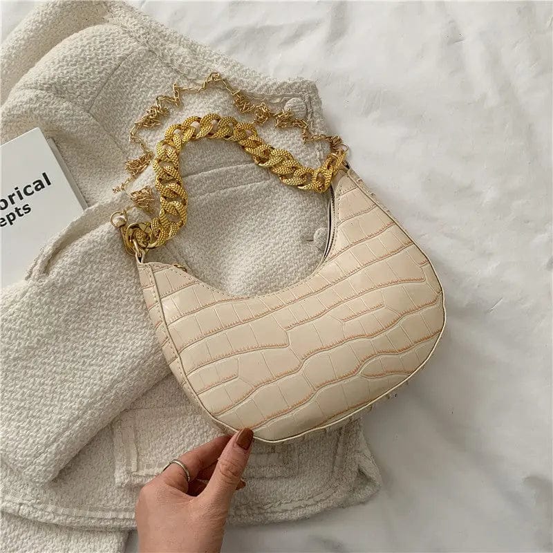 Beige M453 Brand Designer Crocodile Pattern Women's Crossbody Bag Fashion Chain Messenger Bag Small Hobos Lady Shoulder Bag