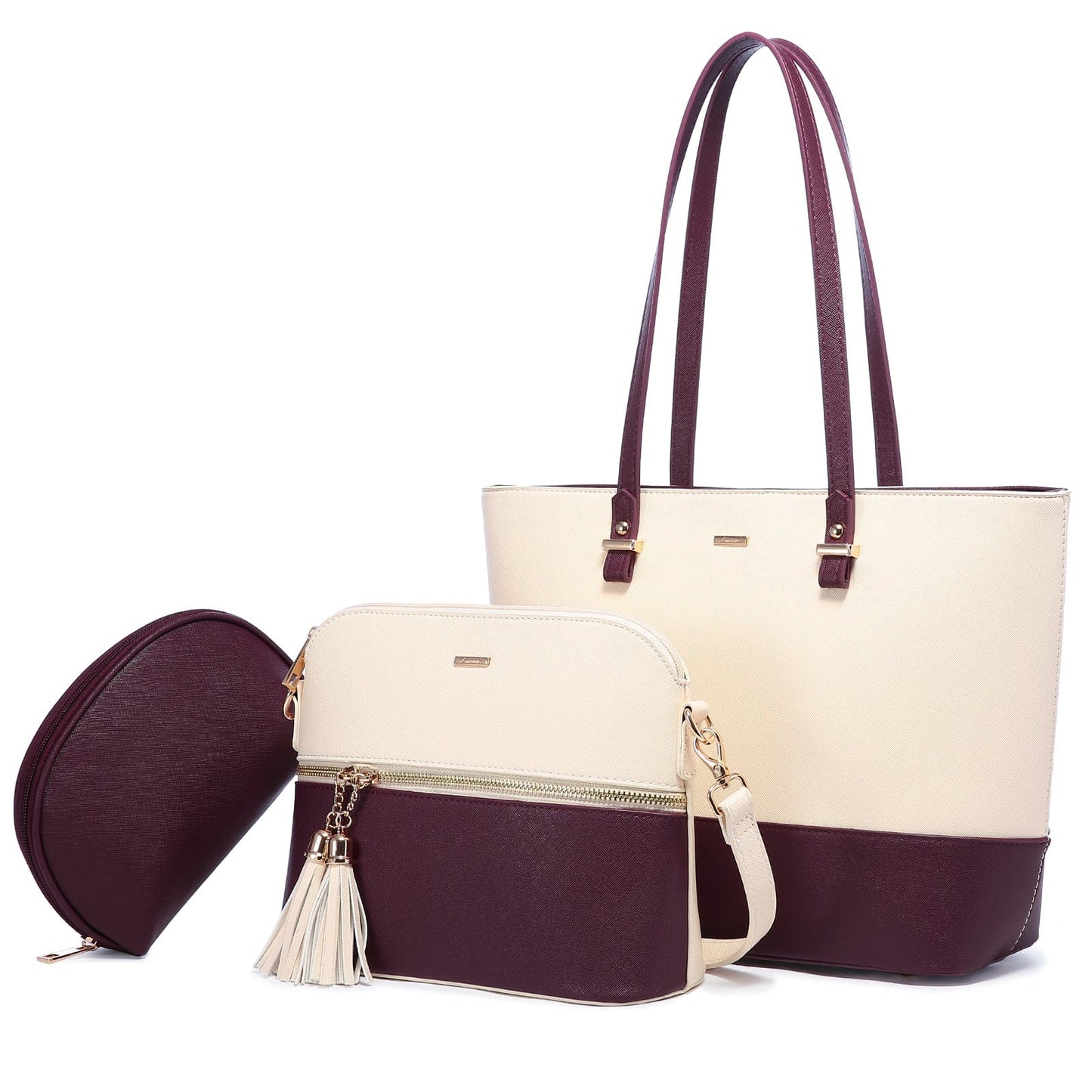 beige-wine WB137910LK LOVEVOOK 2022 wholesale PU leather womens handbags set large office hand bags ladies shoulder tote bag women purses and handbags