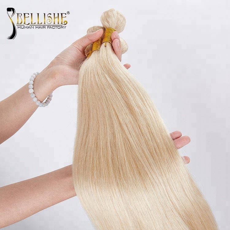 Bellishe 40 inch blonde hair extensions with frontal weave hair human bundles