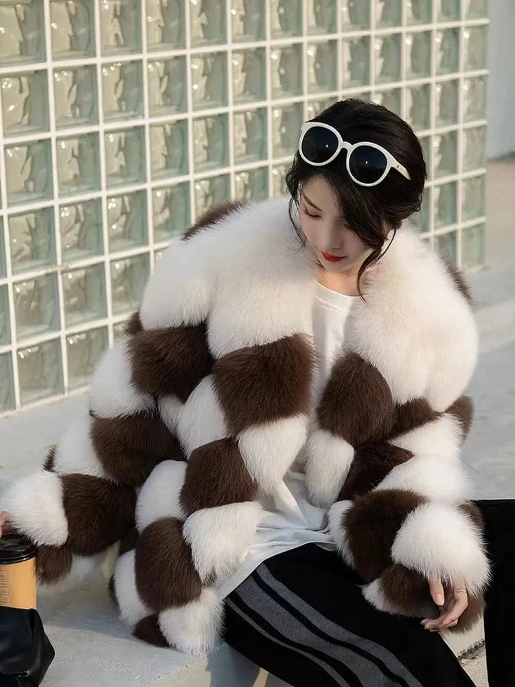 Best Quality Fur Coats Winter Bubble Fox Mink Raccoon Plush Women Coats Fur Jacket Brown Real Fur Coats Winter