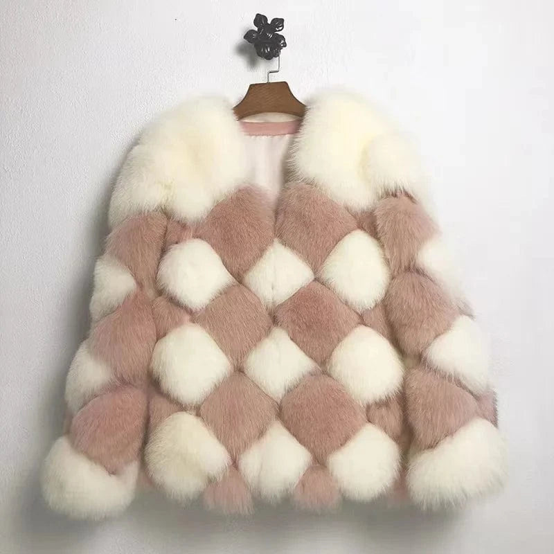 Best Quality Fur Coats Winter Bubble Fox Mink Raccoon Plush Women Coats Fur Jacket Brown Real Fur Coats Winter