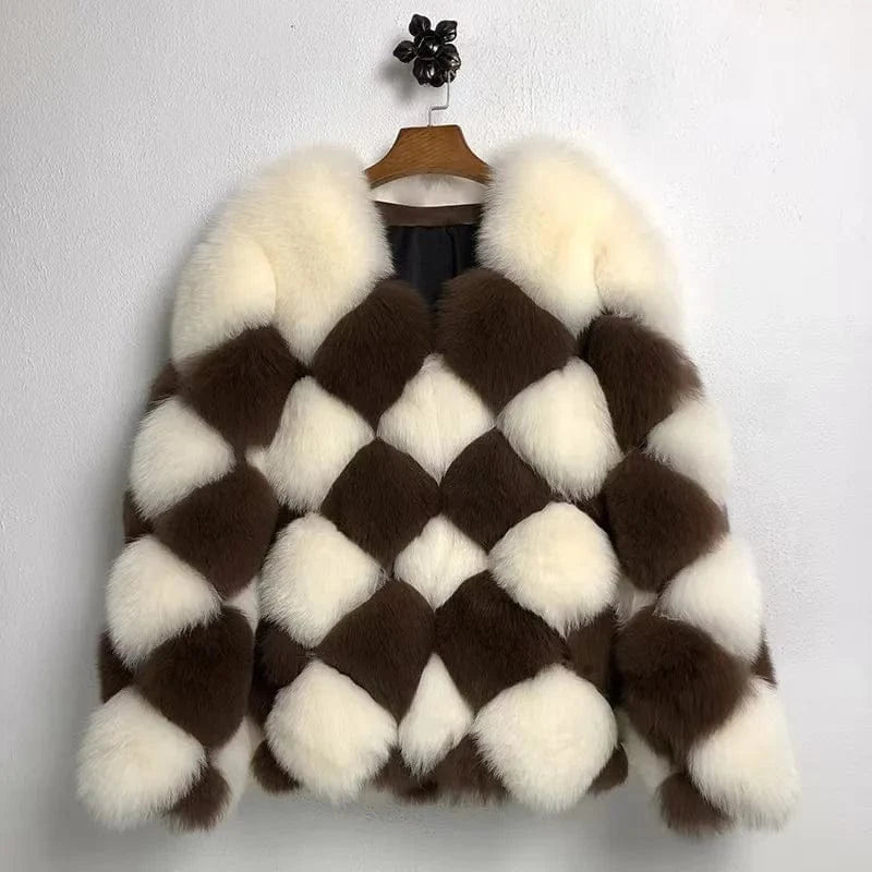 Best Quality Fur Coats Winter Bubble Fox Mink Raccoon Plush Women Coats Fur Jacket Brown Real Fur Coats Winter