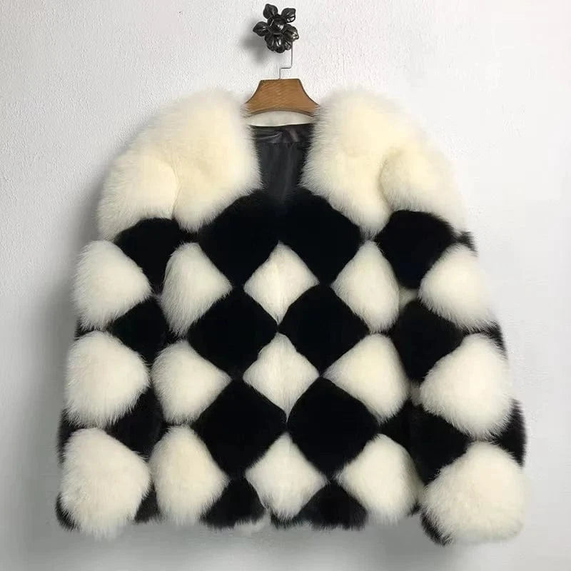 Best Quality Fur Coats Winter Bubble Fox Mink Raccoon Plush Women Coats Fur Jacket Brown Real Fur Coats Winter