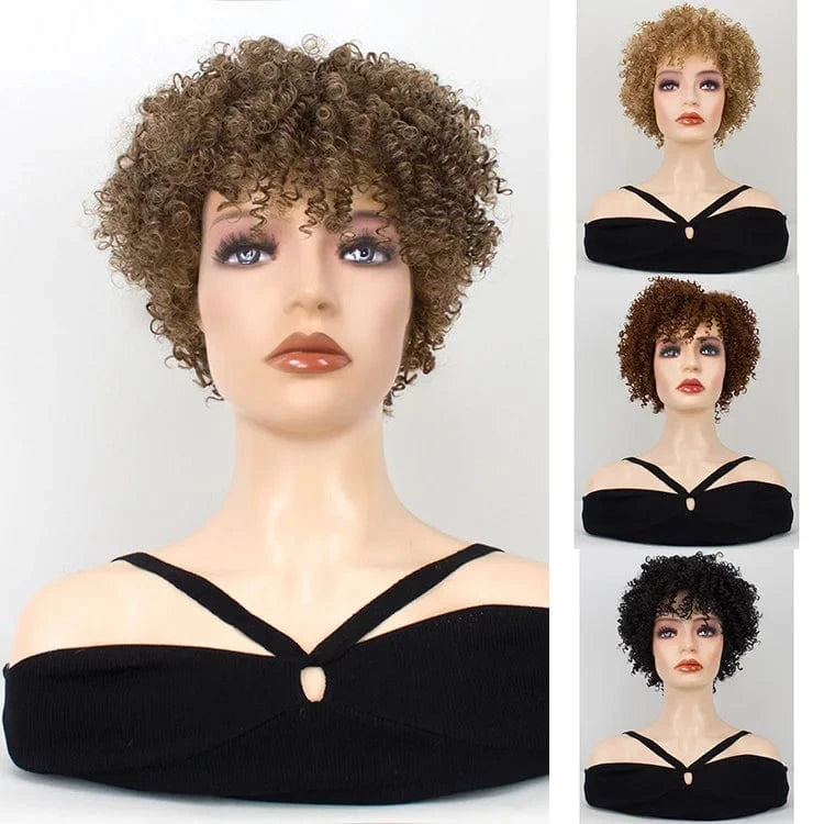 Best Seller Ombre Deep Wave 10 inch Afro Tight Curly Wig For Black Women Black Super Short Wet And Wavy Wigs