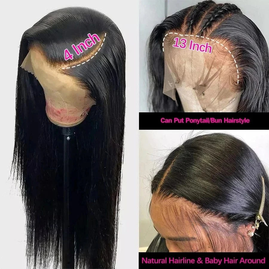 Best selling virgin human hair straight wave natural color HD swiss lace 22inch to 32inch 13*6 hd human hair lace front wig