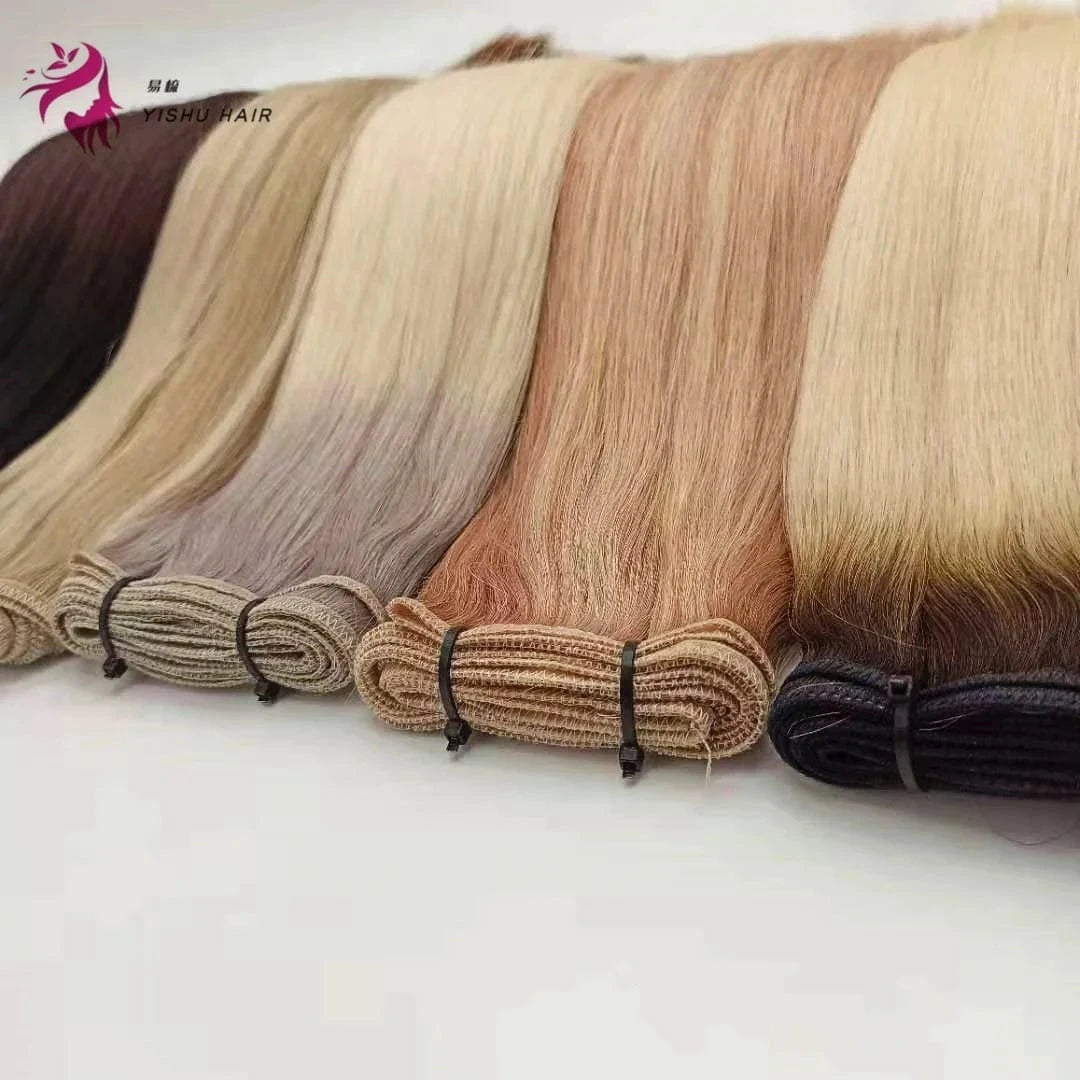 Best selling wholesale bone straight real cuticle aligned natural human hair hand tied weft extensions