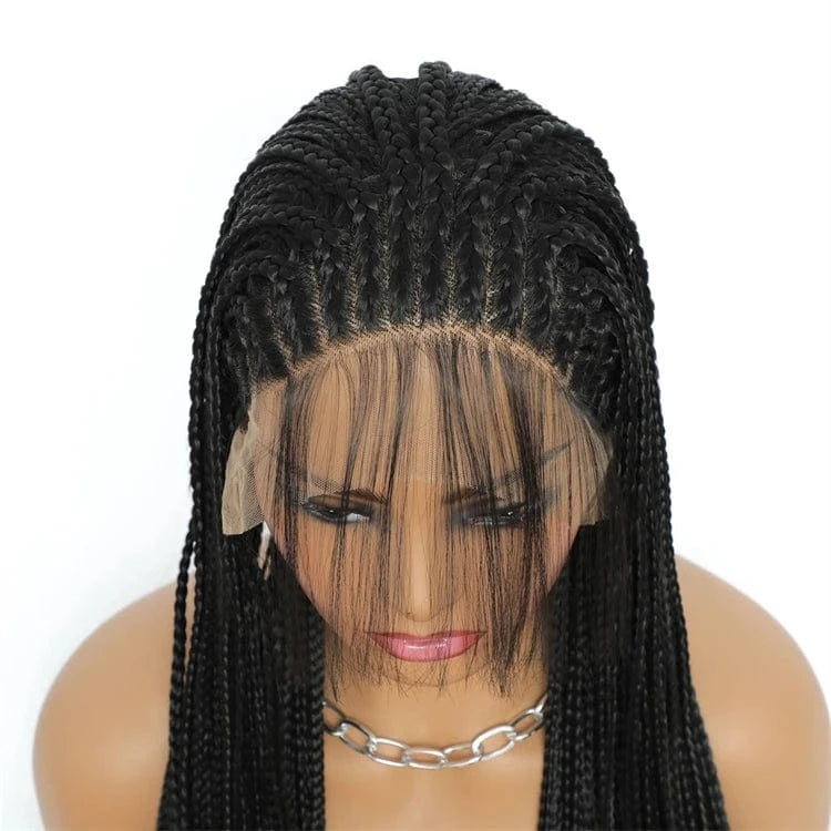 Best Vendor for Braided Wigs Hair Frontal Lace Box Braiding Hair 13X2.5 13X3 Density 150% Fiber French Curl Braiding Hair