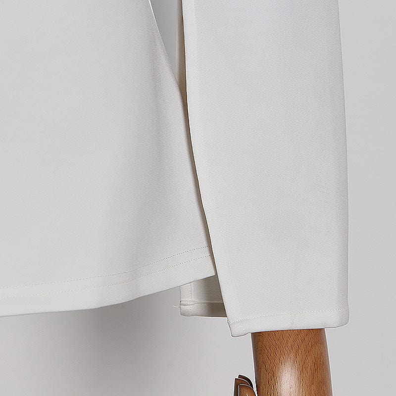 Bettergirl In-stock Wild Pure Color Hedging Split Oblique Shoulder Long Sleeve T-shirt Women's Knitted top