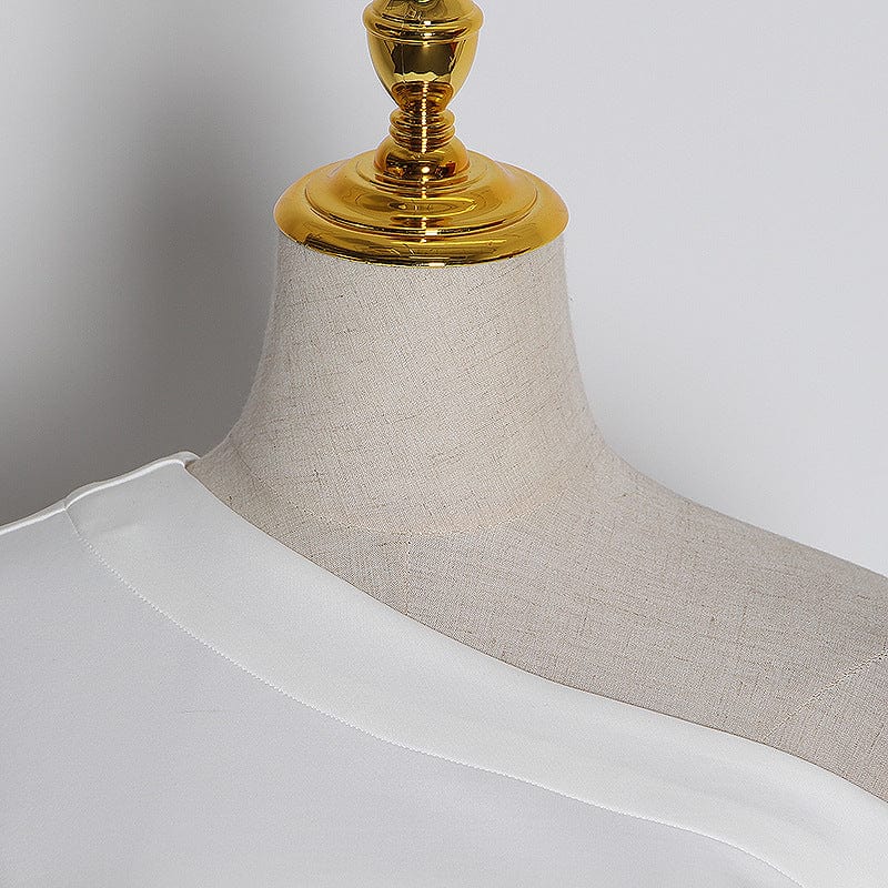 Bettergirl In-stock Wild Pure Color Hedging Split Oblique Shoulder Long Sleeve T-shirt Women's Knitted top