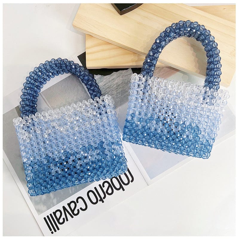 Big:W 17* H 14* T 4.5 CM Acrylic chain 100cm / Bead Bag Girls Diy Handle Acrylic Pearl Clear Beading Purse Crystal Beach Beaded Clutch Handbag Wholesale Evening Handmade Beaded Bags