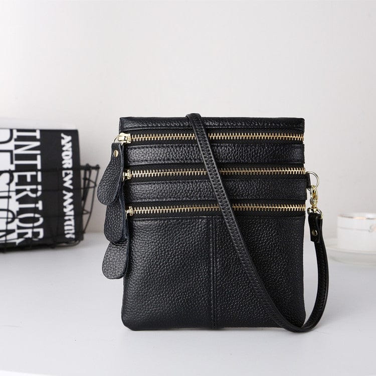 black 2022 fashion genuine leather women messenger bag pure colour women crossbody bag