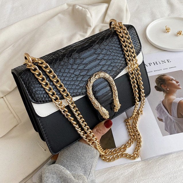 black 2022 Luxury Alligator Chains Crossbody Shoulder Bags Women  PU Snake Skin Ladies Purses Girl Messenger Bag Handbags
