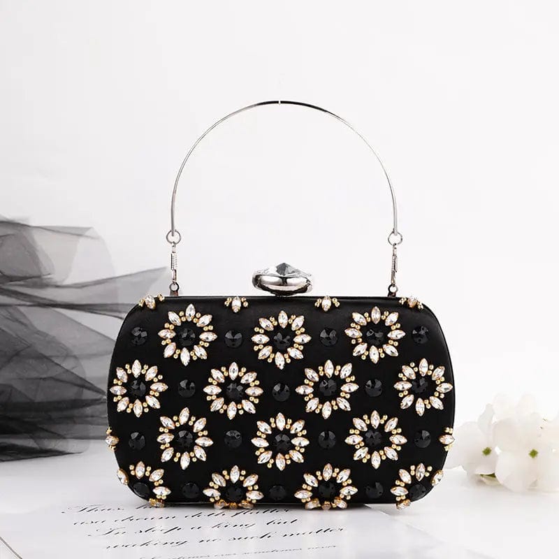 black 2022 New Trendy girl small daisy banquet clutch bridal fashion wallet women rhinestone shiny evening bag