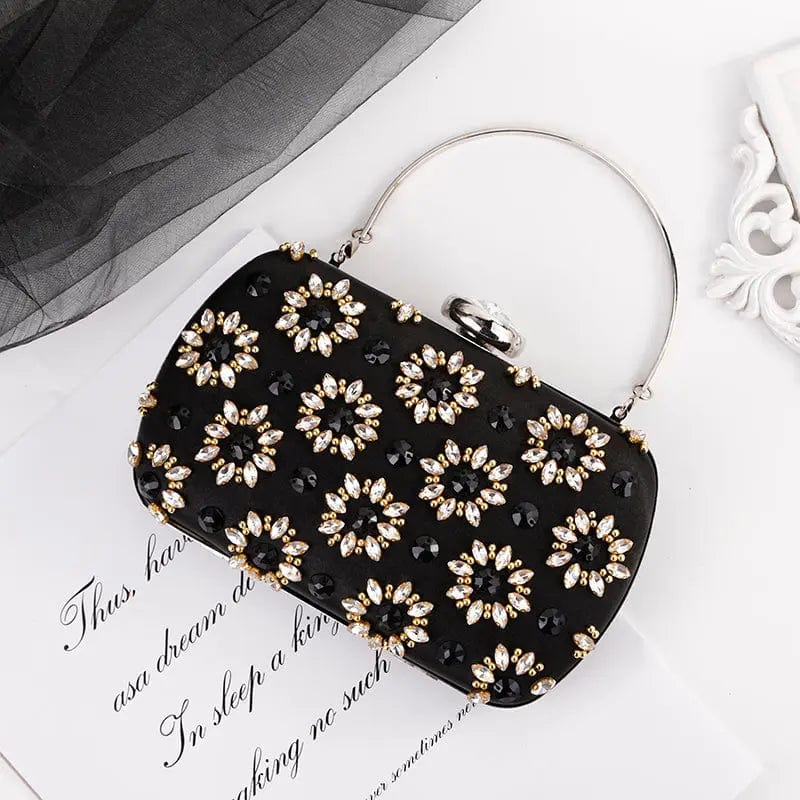 black 2022 New Trendy girl small daisy banquet clutch bridal fashion wallet women rhinestone shiny evening bag
