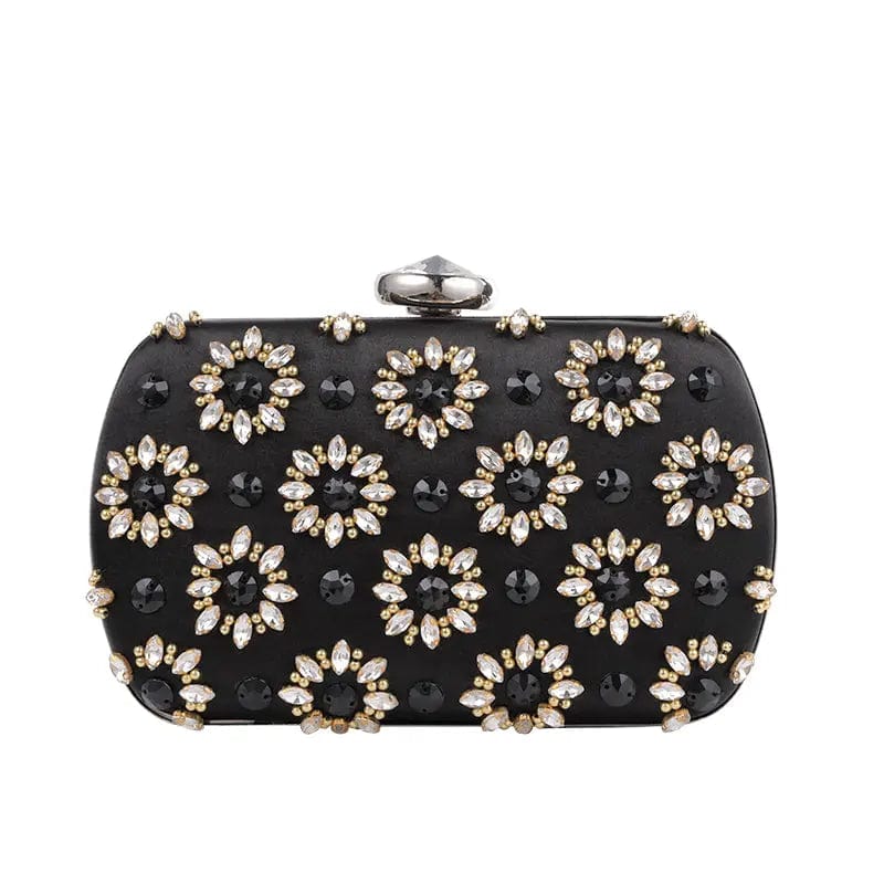 black 2022 New Trendy girl small daisy banquet clutch bridal fashion wallet women rhinestone shiny evening bag