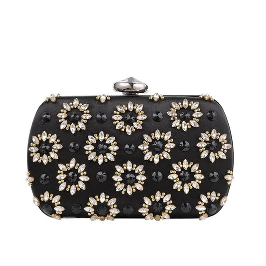 black 2022 New Trendy girl small daisy banquet clutch bridal fashion wallet women rhinestone shiny evening bag