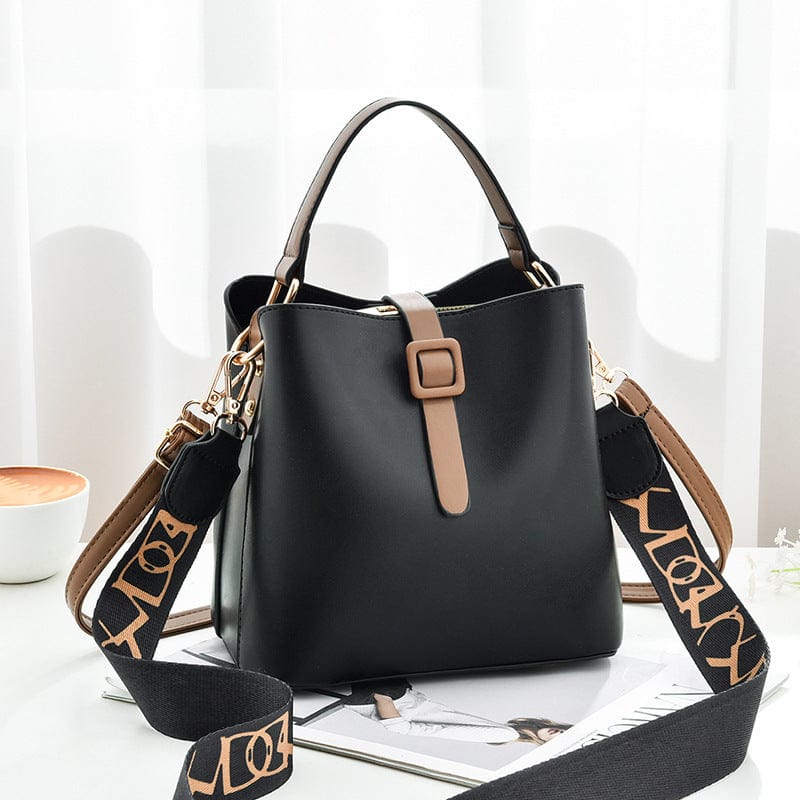 black 2022 Wholesale Shoulder Bags Women Handbags Ladies Luxury Double Straps Custom Designer Vegan Leather Bucket Bag Purses